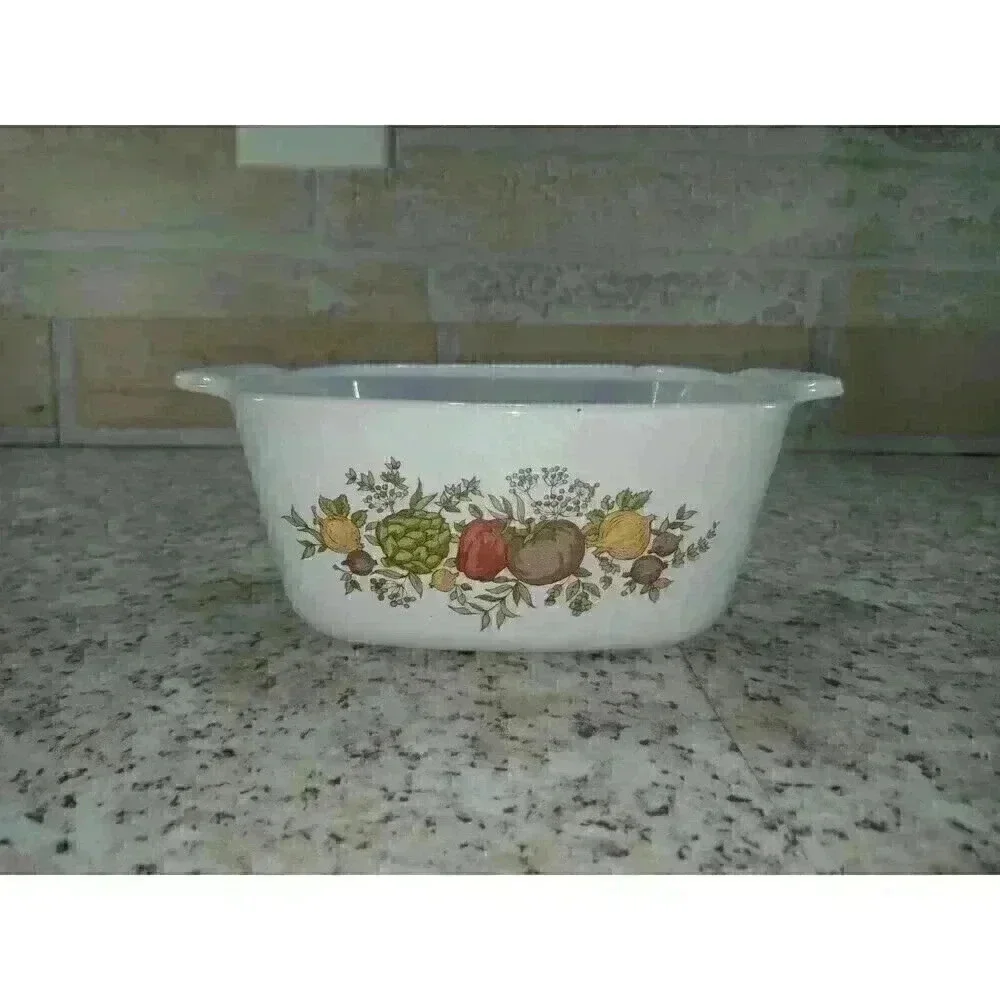 Vintage Corning Ware Dish With Fruit Design (No Lid)